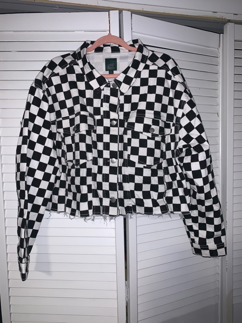 Wild Fable Plus Size Women’s Black & White Checkered Denim Jacket